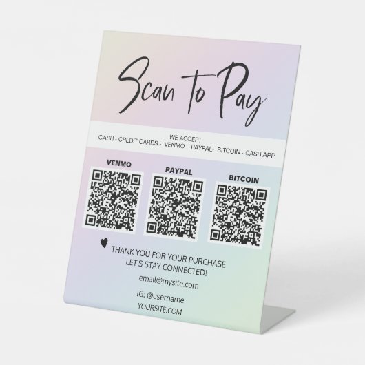 *~* Benutzerdefiniert - Tabelle Zelt QR 3 ZAHLUNGS Sockelschild (Vorderseite)