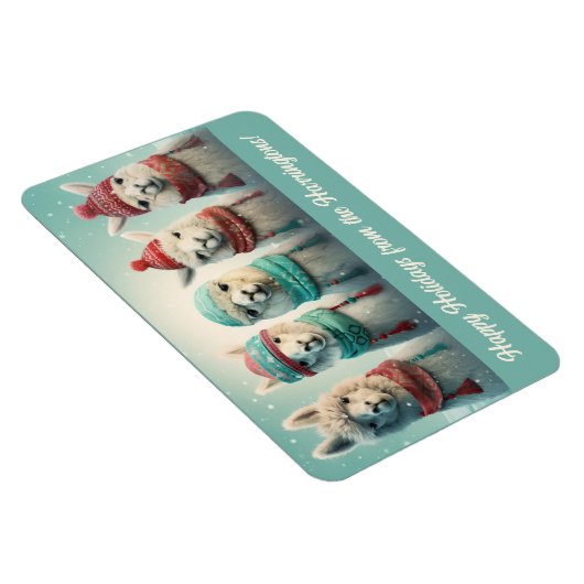 Benutzerdefiniert Text Winter Llamas Magnet (Rechte Seite)
