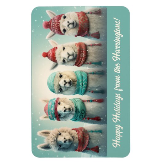Benutzerdefiniert Text Winter Llamas Magnet (Vertikal)