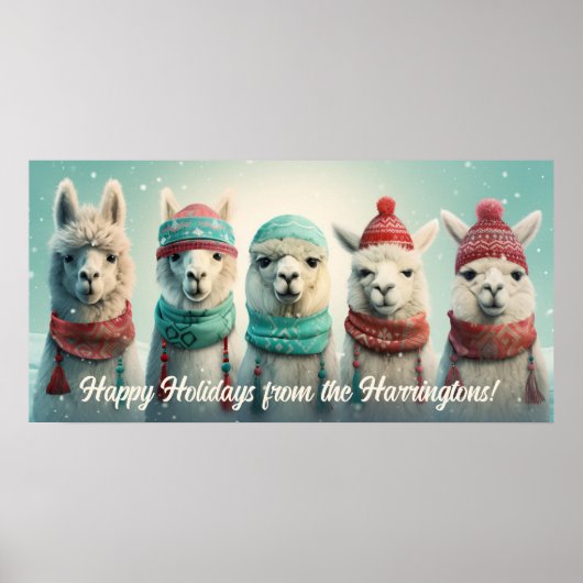 Benutzerdefiniert Text Winter Llamas Poster (Vorne)