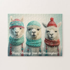 Benutzerdefiniert Text Winter Llamas Puzzle