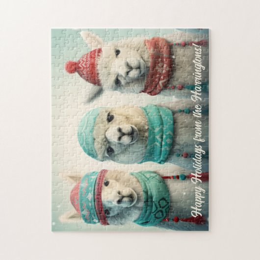 Benutzerdefiniert Text Winter Llamas Puzzle (Vertikal)