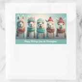 Benutzerdefiniert Text Winter Llamas Rechteckiger Aufkleber (Tasche)