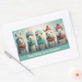 Benutzerdefiniert Text Winter Llamas Rechteckiger Aufkleber (Umschlag)