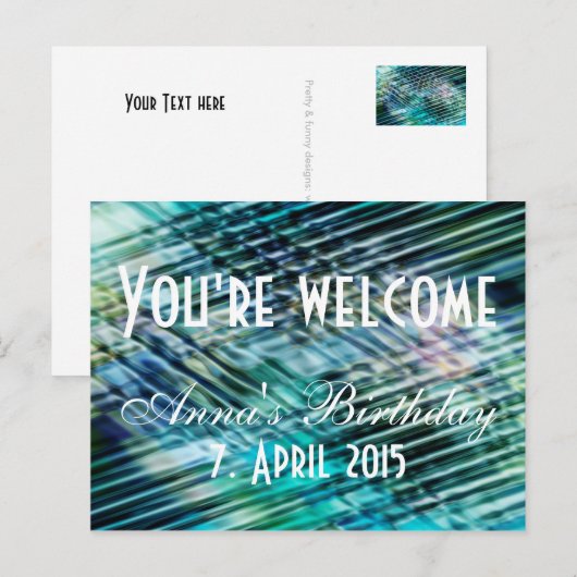 Benutzerdefiniert Text, Zeichen, Bild und Hintergr Postkarte (Vorne/Hinten)