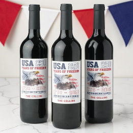 Benutzerdefiniert USA Patriotisch Amerikas 250. Ja Weinetikett