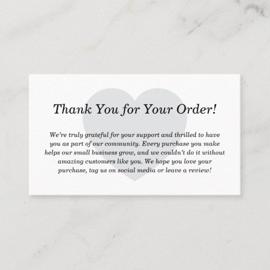 Benutzerdefiniert Vielen Dank für Ihre Bestellung Visitenkarte (Vorderseite)