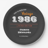 Benutzerdefiniert Vintag 1986 40. Geburtstagsretur Pappteller (Vorderseite)