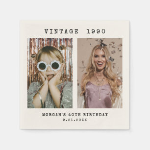 Benutzerdefiniert Vintage 2 Foto Geburtstag Serviette