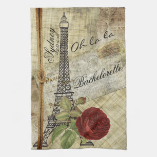 Benutzerdefiniert - Vintage Paris -Junggesellinnen Geschirrtuch