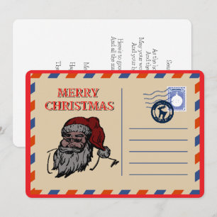 Benutzerdefiniert Vintage Retro Weihnachtsmann Rot Feiertagskarte