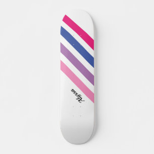 Benutzerdefiniert Weiblich Rosa Gestreift Skateboard