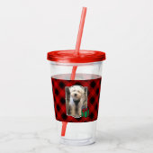 Benutzerdefiniert Weihnachtsrot und Schwarz Karier Acryltrinkbecher (Rückseite)