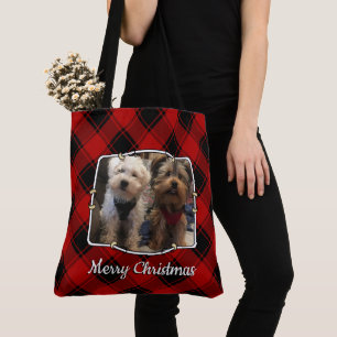 Benutzerdefiniert Weihnachtsrot und Schwarz Karier Tasche