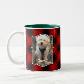 Benutzerdefiniert Weihnachtsrot und Schwarz Karier Zweifarbige Tasse (Links)