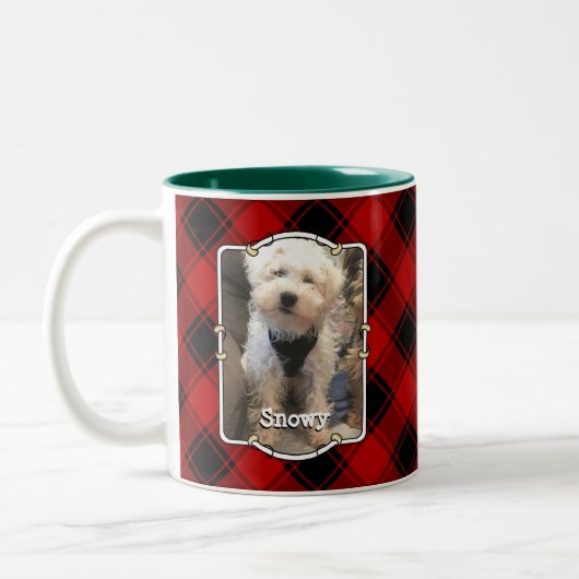 Benutzerdefiniert Weihnachtsrot und Schwarz Karier Zweifarbige Tasse (Links)