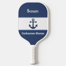 Benutzerdefiniert Weiße Marineblau Anker Monogramm Pickleball Schläger
