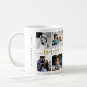 Benutzerdefinierte 10-Foto-Collage Ihr Text Famili Kaffeetasse