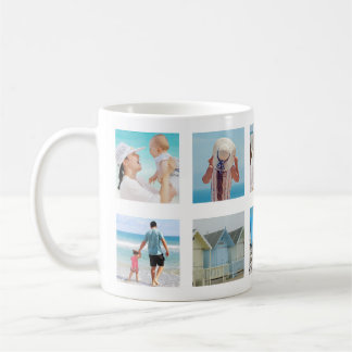 Benutzerdefinierte 10-Foto-Quadrate Collage White Kaffeetasse