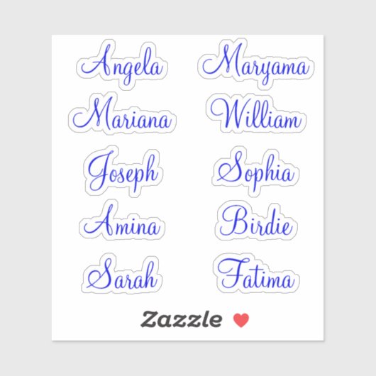 Benutzerdefinierte 10 Vornamen | Calligraphie Stic Aufkleber (Blatt)