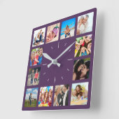 Benutzerdefinierte 12 Erinnerungen-Bildersammlung Quadratische Wanduhr (Winkel)