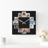 Benutzerdefinierte 12 Erinnerungen-Bildersammlung Quadratische Wanduhr (Zuhause)