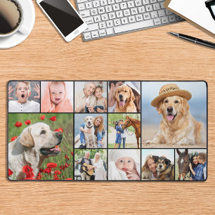 Benutzerdefinierte 12-Foto-Collage modern und einf Schreibtischunterlage