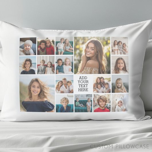 Benutzerdefinierte 17 BildCollage - Schwarz-weißer Kissenbezug