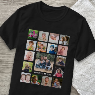 Benutzerdefinierte 17 Foto-Collage Familienname Te T-Shirt