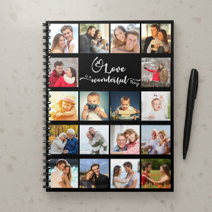 Benutzerdefinierte 18-Foto-Collage Liebe ist eine Notizblock