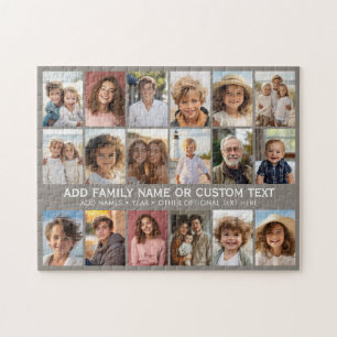 Benutzerdefinierte 18-Foto-Collage - Taupe - weiße Puzzle