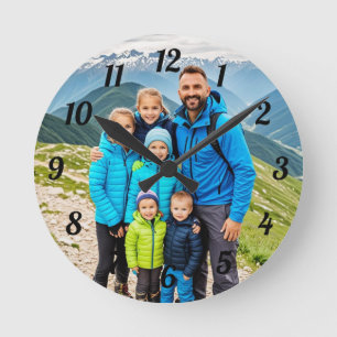 Benutzerdefinierte 1-Foto-Familie Runde Wanduhr