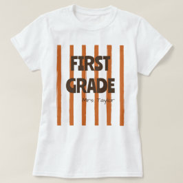 Benutzerdefinierte 1. Klasse Schulstreifen Lehrer  T-Shirt
