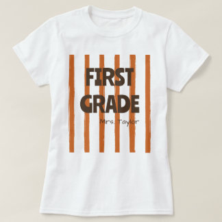 Benutzerdefinierte 1. Klasse Schulstreifen Lehrer  T-Shirt
