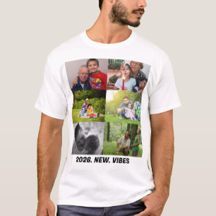 Benutzerdefinierte 2026 Stimmung 6 Foto-Collage T-Shirt