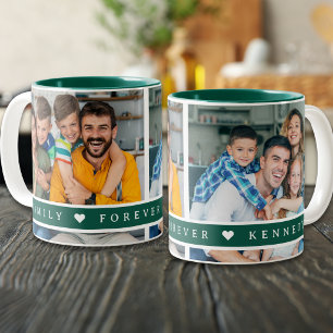 Benutzerdefinierte 2 Foto-Collage Familienname Zit Zweifarbige Tasse