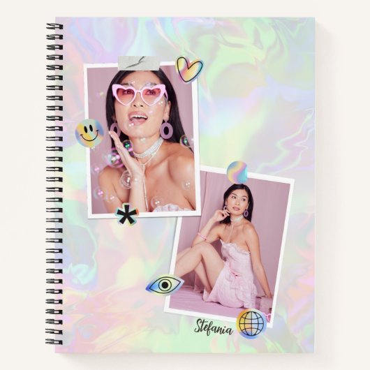 Benutzerdefinierte 2-Foto Collage mit modernem Skr Notizblock (Vorderseite)