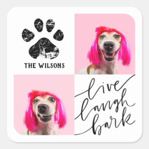 Benutzerdefinierte 2-Foto-Dog-Paw-Druck Quadratischer Aufkleber