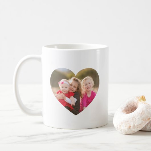 Benutzerdefinierte 2-Foto-Herz Kaffeetasse (Mit Donut)