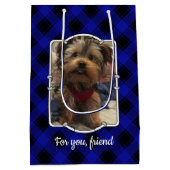 Benutzerdefinierte 2 Foto Personalisiert Blau und Mittlere Geschenktüte (Rückseite)