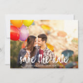 Benutzerdefinierte 2-Foto-weiße Brush-Save the Dat Einladung (Vorderseite)