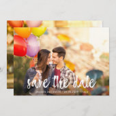 Benutzerdefinierte 2-Foto-weiße Brush-Save the Dat Einladung (Vorne/Hinten)