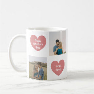 Benutzerdefinierte 2 Fotos, Grafik mit Herzen, Val Kaffeetasse