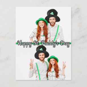 Benutzerdefinierte 2-Fotos St. Patrick's Day Shamr Postkarte