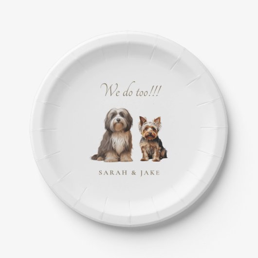 Benutzerdefinierte 2-Hunde-Hochzeit Pappteller (Vorderseite)