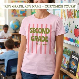 Benutzerdefinierte 2. Klasse Schulstreifen Lehrer T-Shirt