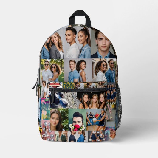 Benutzerdefinierte 32-Foto-Collage für Schule oder Bedruckter Rucksack (Vorderseite)