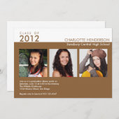 Benutzerdefinierte 3-Foto-braune Abschluss-Klassen Einladung (Vorne/Hinten)