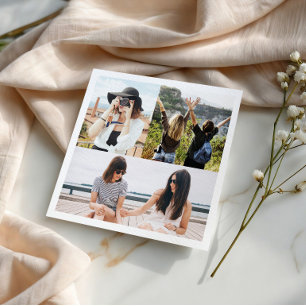Benutzerdefinierte 3-Foto-Collage Personalisierte  Serviette