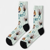 Benutzerdefinierte 3-Foto-Herzen-Collage Bester Va Socken (Linkes Detail)